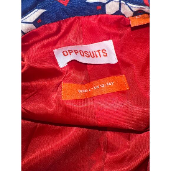 Opposuits Christmas Holiday themed blue and red boys suit blazer size 12-14 - Picture 9 of 9